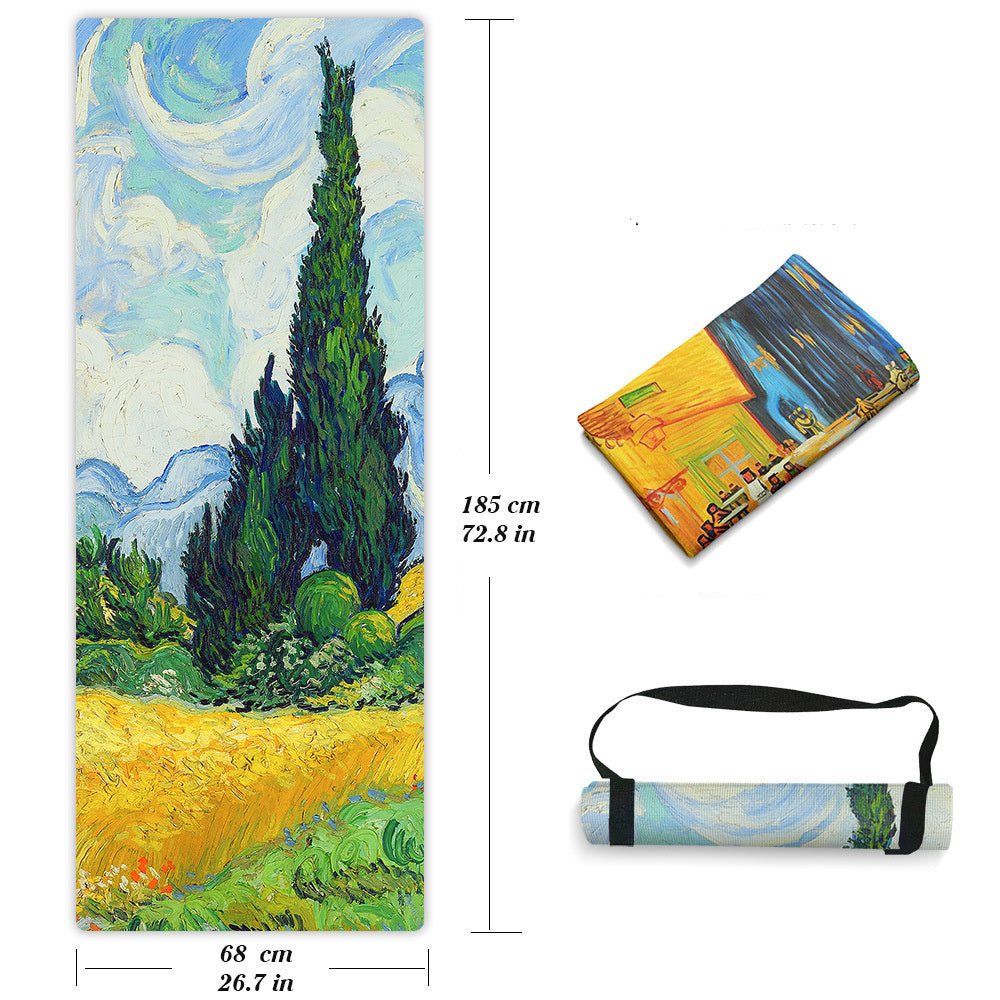 Product information Material: suede + rubber Weight: 1.3kg (g) Thickness: 1.5mm (mm) Product Category:fitness dance yoga mat cross-border custom printing & stationery