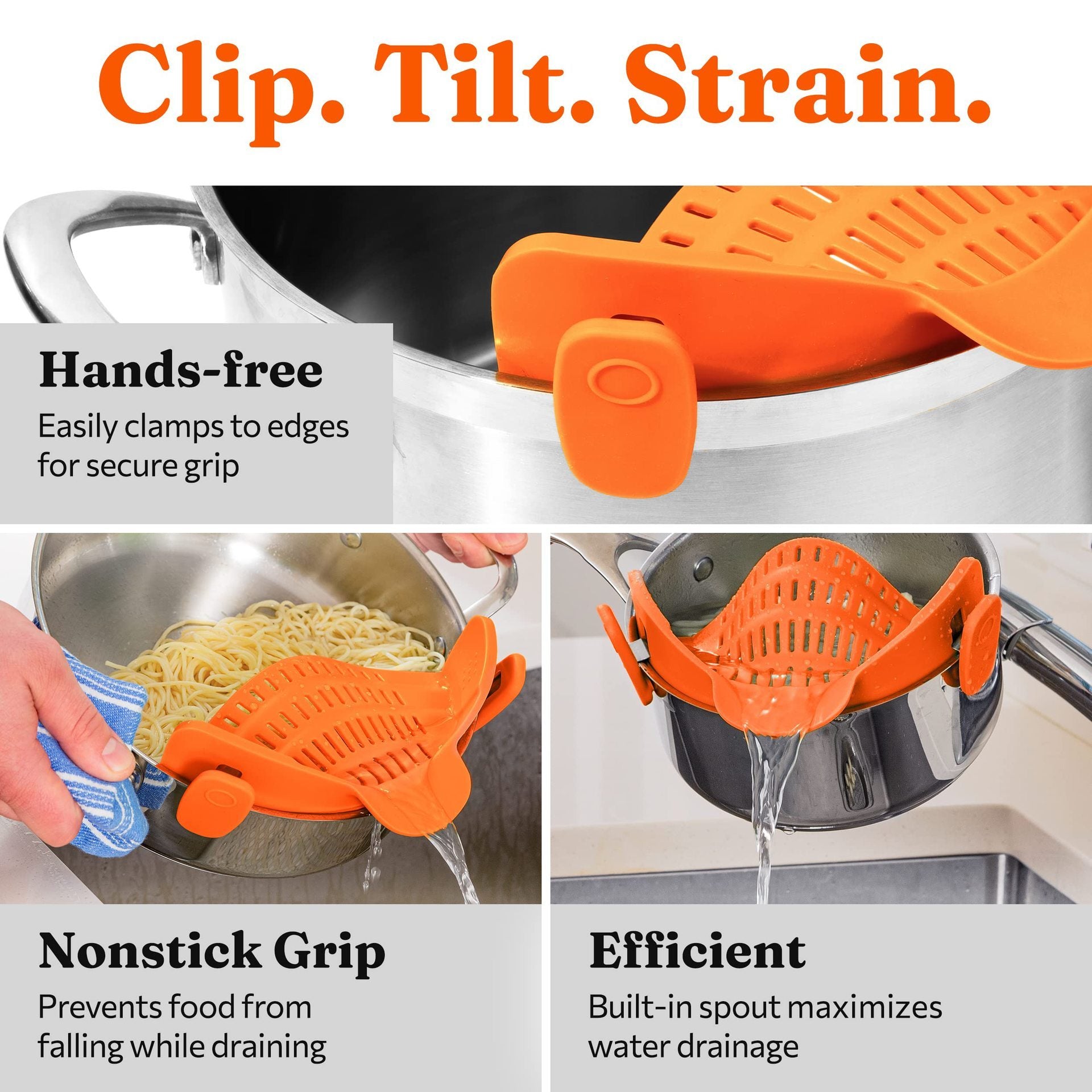 Silicone Pot Strainer Adjustable Silicone Clip On Strainer For Pots Pans And Bowls Kitchen Pot Strainer Hand Held Pot Drainer Fruit Washing Filter For Noodles Pasta Veggies