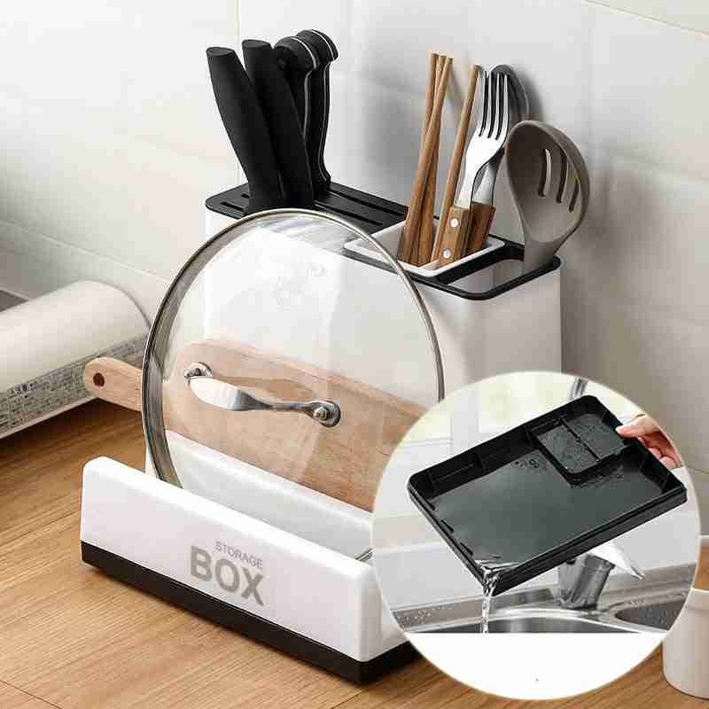 a slotted knife holder should be hung on the side of the table
